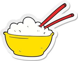 sticker of a cartoon bowl of rice vector