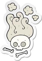 sticker of a cartoon skull and bones vector