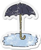 retro distressed sticker of a cartoon wet umbrella vector