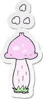 sticker of a cartoon mushroom vector