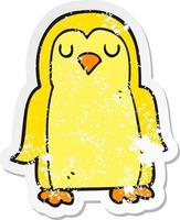 retro distressed sticker of a cartoon bird vector