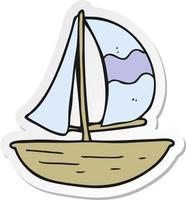 sticker of a cartoon sail ship vector