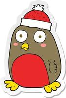 sticker of a cartoon christmas robin vector