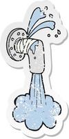 retro distressed sticker of a cartoon leaky pipe vector