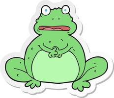 sticker of a cartoon frog vector