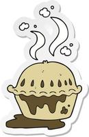 sticker of a cartoon hot pie vector