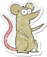 retro distressed sticker of a cartoon mouse vector