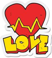 sticker of a cartoon heart rate pulse love symbol vector