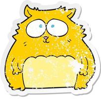 retro distressed sticker of a cartoon cat vector