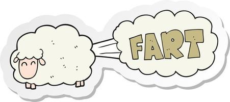 sticker of a cartoon farting sheep vector