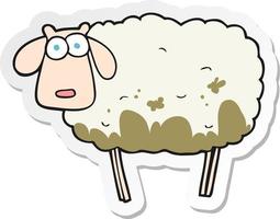 sticker of a cartoon muddy sheep vector