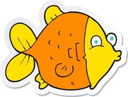 pegatina de un pez divertido de dibujos animados vector
