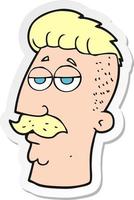 sticker of a cartoon man with hipster hair cut vector