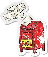 retro distressed sticker of a cartoon mail box vector