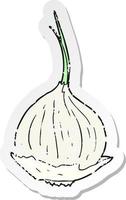 retro distressed sticker of a cartoon onion vector