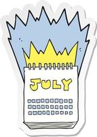 sticker of a cartoon calendar showing month of July vector