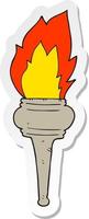 sticker of a cartoon flaming torch vector