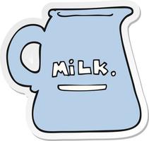 sticker of a cartoon milk jug vector