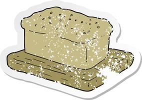 retro distressed sticker of a cartoon loaf of bread vector