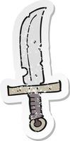 retro distressed sticker of a cartoon knife vector