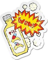 retro distressed sticker of a cartoon magic pill vector