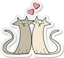 pegatina de una caricatura de gatos enamorados vector
