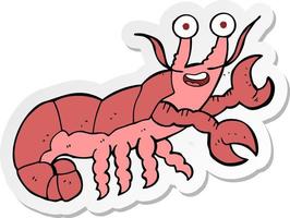 sticker of a cartoon lobster vector