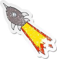 retro distressed sticker of a cartoon spaceship vector