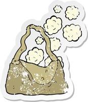 retro distressed sticker of a cartoon handbag vector