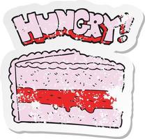 retro distressed sticker of a cartoon cake vector