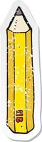 retro distressed sticker of a cartoon pencil vector