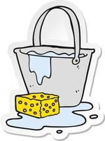 sticker of a cartoon bucket of soapy water vector