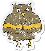 retro distressed sticker of a cartoon owl vector