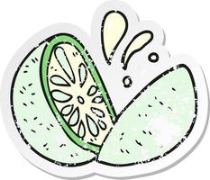 retro distressed sticker of a cartoon melon vector