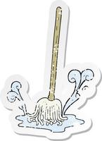 retro distressed sticker of a cartoon mop vector