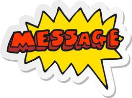 sticker of a cartoon message text vector