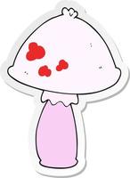 sticker of a cartoon mushroom vector