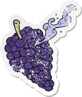 retro distressed sticker of a cartoon grapes vector