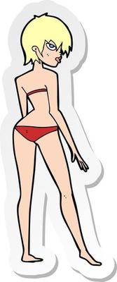 sticker of a cartoon woman in bikini