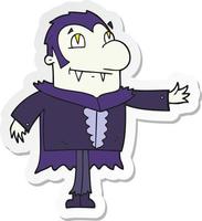 sticker of a cartoon vampire vector