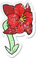 retro distressed sticker of a cartoon flower vector