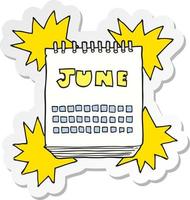 sticker of a cartoon calendar showing month of vector