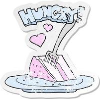 retro distressed sticker of a cartoon lovely cake vector