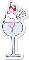 sticker of a cartoon ice cream vector