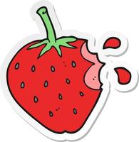 sticker of a cartoon strawberry vector