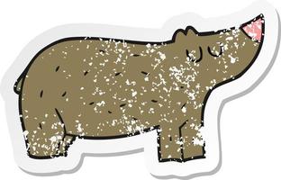 retro distressed sticker of a cartoon bear vector
