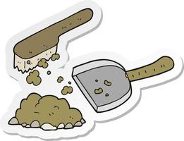 sticker of a cartoon dust pan and brush vector