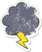 retro distressed sticker of a cartoon thundercloud vector