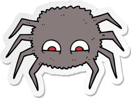 sticker of a cartoon spider vector