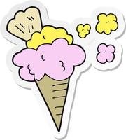 sticker of a cartoon ice cream vector